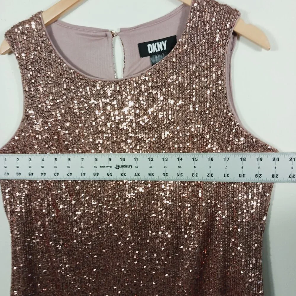DKNY, Sleeveless Sequin Top, Dusty Pink, Size Large, Glam, Sparkly, Party - Picture 11 of 16